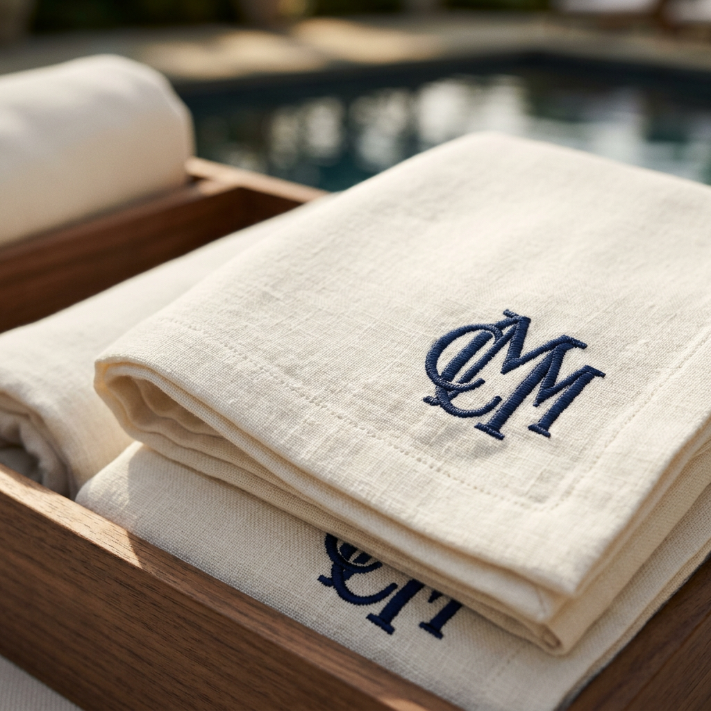 Monogrammed Linen Pool Towels