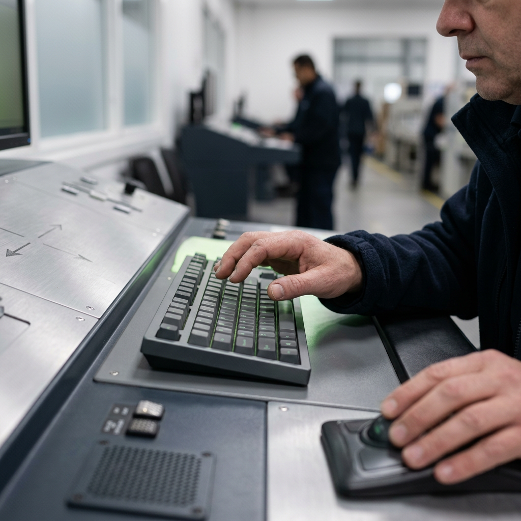 fingers hovering over a mechanical keyboard, screen glow illuminating knuckles
