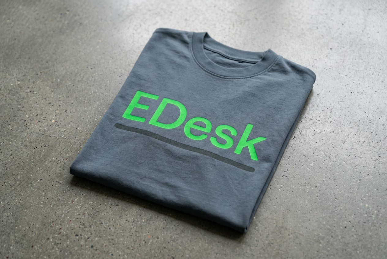 Team t-shirt in Dashboard Steel with Signal Green screen print — operational uniform aesthetic